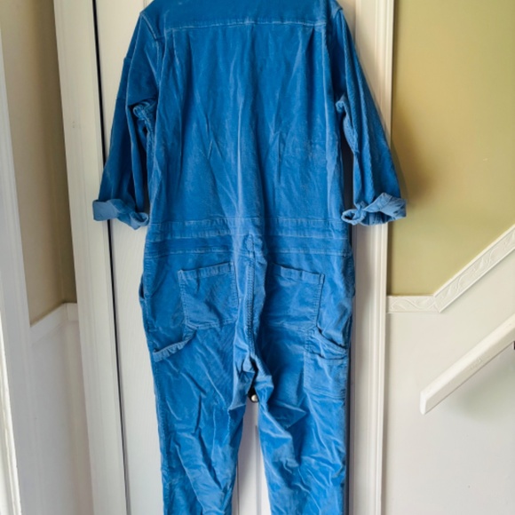 WILDFANG High Waisted Blue Corduroy Coveralls - Picture 3 of 7